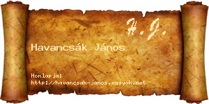 Havancsák János névjegykártya